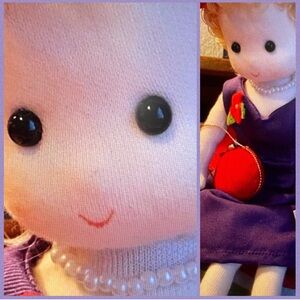 Ladies Red Hat Society musical Doll with Purple Dress and Red Hat.